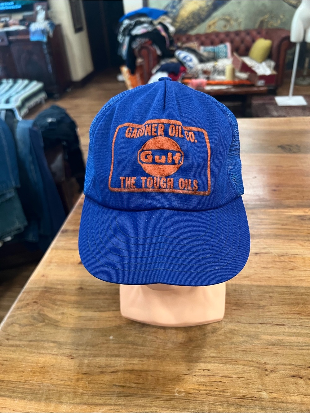 Blue Trucker Hat “The Tough Oils” with Orange Gulf Patch